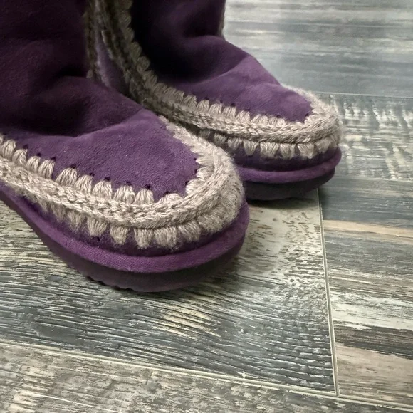 Mou Deep Purple Boots with Grey Stitching - Picture 4 of 7